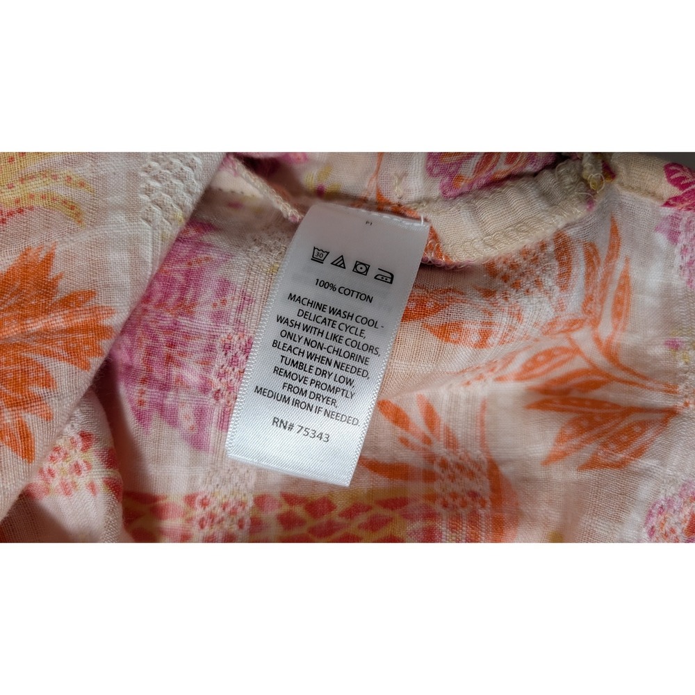 Haute Hippie Womens Large Floral Print Tunic Top Blouse Shirt Pink Hawaiian - Picture 8 of 8